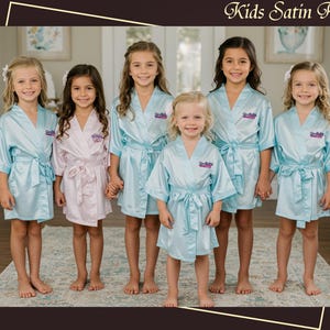 Accappatoi personalizzati per bambini, accappatoi in raso per bambine, accappatoio personalizzato per damigelle, accappatoi personalizzati per squadre di compleanno, accappatoi kimono, regalo per lei