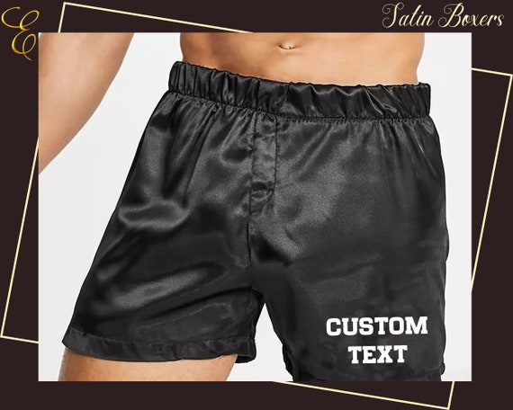Personalized Satin Boxer Customized Satin Shorts Custom Boxer Mens Silk  Satin Pajamas Pants Short Pants Sleep Bottoms Men Satin Silk Boxer 