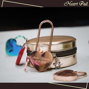 Personalized Heart Shaped Lock & Key, Love Lock, Engraved Lock, Padlock with Key, Engagement Gift,Anniversary Gift,Customized Heart Padlock.
