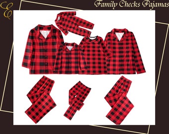 Family Checks Pajamas, Custom Flannel Pajama Set, Flannel Pajama, Plaid Pajama, Bridal Pajama, Bridesmaid Pajama, Holiday Pajamas, Bride Pjs