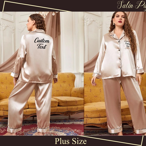 Gepersonaliseerde Plus Size Pyjama Set Bruidsmeisje Pyjama Aangepaste Bruidspyjama Aangepaste Pjs Bruidspyjama Nachtkleding Pyjama Cadeau voor haar