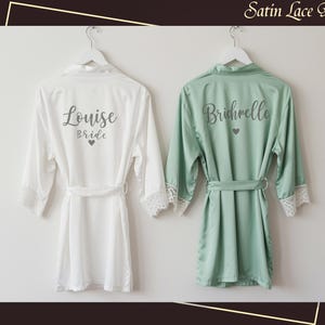 Personalized Lace Robes Bridesmaid lace robes Wedding Dressing Gown Customized Bridal Robes Satin Wedding Robe white bridal Robe