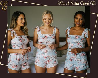 Braut Krawatte Knoten Tank Top PJ Set | Brautjungfer Pyjama | Geschenke für die Hochzeit | Hochzeit Lounge Set | Braut Tank & Shorts Set | Brautjungfer Geschenk