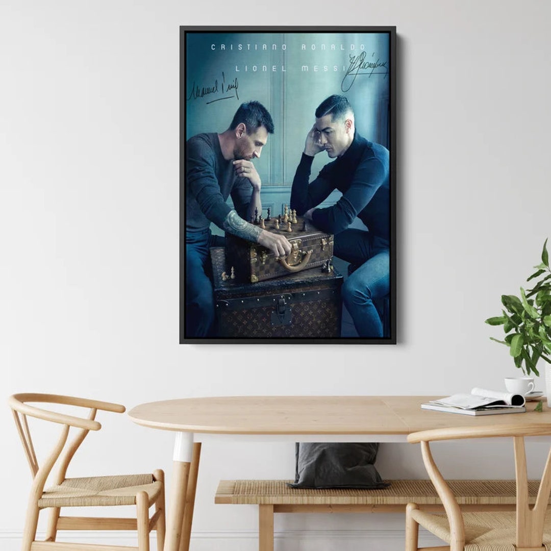 Lionel Messi And Cristiano Ronaldo Play Chess Poster or Canvas
