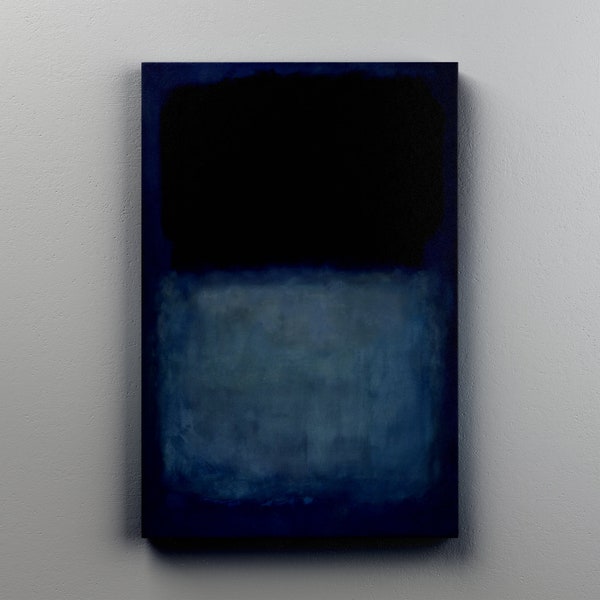 Mark Rothko Blue and Black Canvas Painting, Mark Rothko Style Canvas Wall Art,Minimalist Art,Modern Home Wall Decor,Ready to Hang