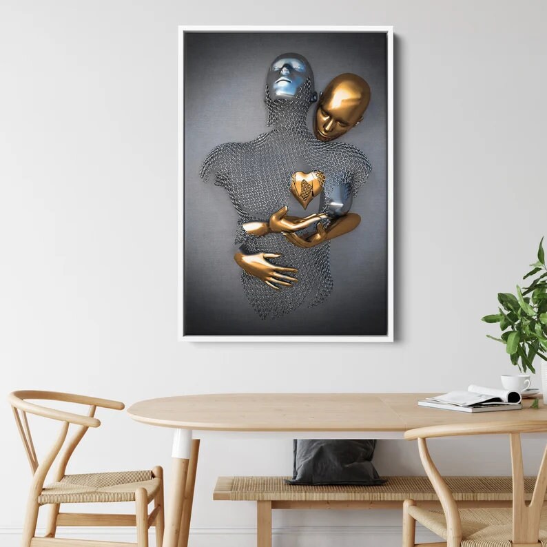 3d Metallic Gold Canvas Modern Wall Art, Modern Silver Gold Canvas,canvas Wall Art, Silver and