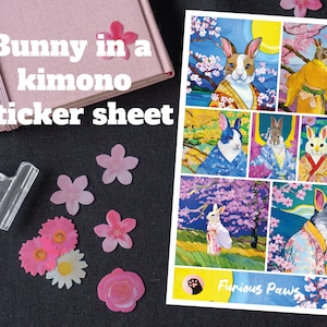 Bunny Sakura Sticker Sheet 2: ein niedlicher ästhetischer Aufkleber mit Pastell-, Tier- und Haustieraufklebern für Bullet Journaling und Scrapbooking