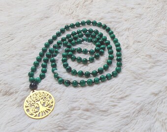 Mala 108 Handmade Beads Necklace - Malachite - Energy Protection