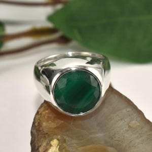 Green Onyx Dome Ring, Bold Statement Ring, Handmade Traditional Design Jewelry