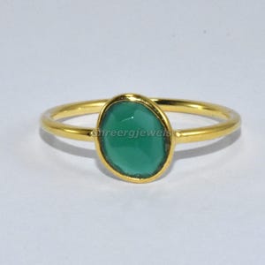 Genuine Green Onyx Ring, Onyx Gemstone Ring, Gold Filled Ring, Handmade Ring Birthstone Ring Jewelry, Vintage Ring, Minimalist Ring