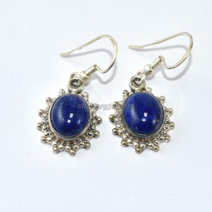 Lapis Lazuli Earrings 925 Sterling Silver Earrings Lapis Lazuli Gemstone Earring Jewelry Handmade Earrings