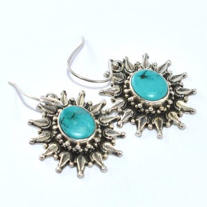Blue Turquoise Earring~ 925 Sterling Silver Earring~ Handmade Earring~ Elegant Earrings~ Gift For Christmas~ Girls Earring~ Gemstone Earring