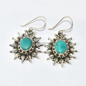 Natural Turquoise Earring || Oval Gemstone Earrings || 925 Silver Earrings || Turquoise Jewelry Earring || Earring For Women's & Girls