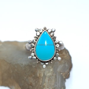 Natural Turquoise Ring, Turquoise Ring, Sterling Silver Ring for Women, Statement Ring with Stone, Gemstone Boho Ring, Bohemian Jewelry