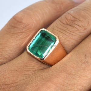 Men’s London Blue Topaz Ring in Copper | Bezel Set Bold Gemstone Ring | Handmade Statement Jewelry Gift for Him