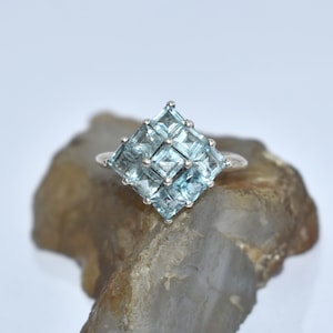 Prong Set Sky Blue Topaz Ring, 925 Sterling Silver topaz Engagement ring Ring For Women, Cushion Cut Topaz, Anniversary Gift