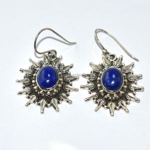 Lapis Lazuli Earrings, Lapis Lazuli Pear Gemstone, 925 Solid Silver Earrings, Handmade Earrings, Dangle And Drop Earrings, Gift Item For Her