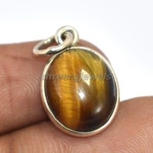 Tiger Eye Pendant 925 Sterling Silver Pendant Tiger Eye Gemstone Pendant Handmade Silver Jewelry Tiger Eye Jewelry Gift For Her Mother