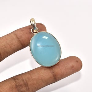 Blue Chalcedony Pendant- 925 Sterling Silver Pendant- Handmade Jewelry- Women&#39;s Pendant Silver Pendant Christmas Gift Idea