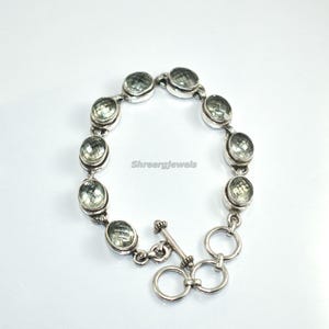 Checker Cut Green Amethyst 925 Sterling Silver Bracelet Top Quality Complete Handcrafted Big Bold Style Perfect Gift For Love One