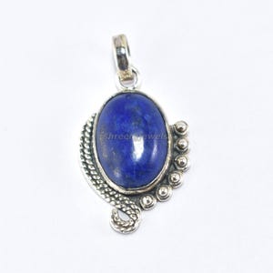Designer Lapis Lazuli Pendant, 925 Sterling Silver Pendant Necklace, Big Gemstone Pendant, Handmade Jewelry, For Women, For Valentine Gift