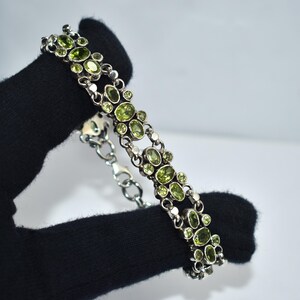 Elegant Green Peridot Gemstone Bracelet in Sterling Silver – Nature-Inspired Handmade Jewelry