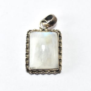 Genuine Moonstone Necklace Sterling Silver Rainbow Moonstone Pendant Silver June Birthstone Dainty Moonstone Jewelry Handmade Gift for women