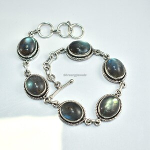 Labradorite Bracelet | 925 Sterling Silver Bracelet | Labradorite Gemstone Bracelet | Labradorite Silver Jewelry Gift | Bracelet For Women