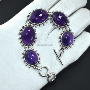 Amethyst Bracelet 925 Sterling Silver Bracelet Amethyst Gemstone Bracelet Handmade Silver Jewelry Bracelet Gift For Her