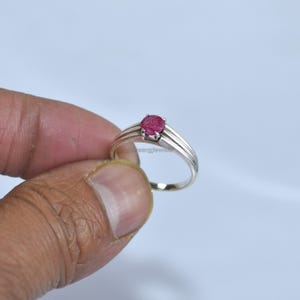 Ruby Sterling Silver Stacking Ring • Dainty Minimalist Band