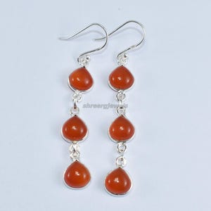 Handmade Natural Carnelian Earrings | 925 Sterling Silver | Pear Gemstone Earrings for Her | Perfect Wedding Gift | Handcrafted Jewelry