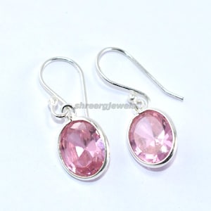 Rose Quartz Stud Earring, 925 Sterling Silver Earring, Gemstone Rose Quartz Stud Earring Handmade Jewelry, Women&#39;s Jewelry, Gift For Her