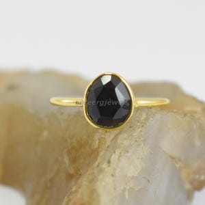 Natural Black onyx ring, Black onyx ring, handmade ring, 925 solid sterling silver ring, Gold Plated Ring, women&#39;s ring, Boho ring