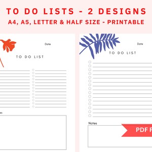 Liste minimale de tâches PDF imprimable, planificateur de productivité, modèle de liste de tâches simples A4 / A5 / lettre / moitié, imprimable