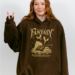 Fantasy Readers Society T-Shirt, Dragon Fantasy Hoodie, Retro Fantasy Reading Shirt for Women, Gift for Book Lovers ,Bookish Gift image 5
