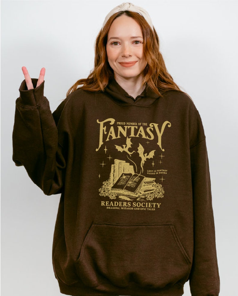 Fantasy Readers Society T-Shirt, Dragon Fantasy Hoodie, Retro Fantasy Reading Shirt for Women, Gift for Book Lovers ,Bookish Gift image 5