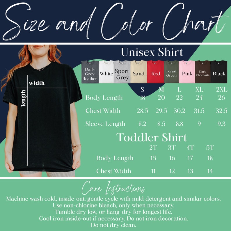 a women's size and color chart for a t - shirt