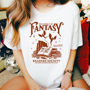 Fantasy Readers Society T-Shirt, Dragon Fantasy Hoodie, Retro Fantasy Reading Shirt for Women, Gift for Book Lovers ,Bookish Gift image 3