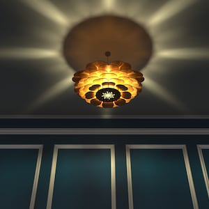 Lotus lamp Wood pendant light Chandelier Ceiling Light