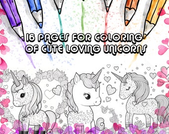 Unicorn Coloring Pages: 16 Page Printable Activity Book (Digital Download)