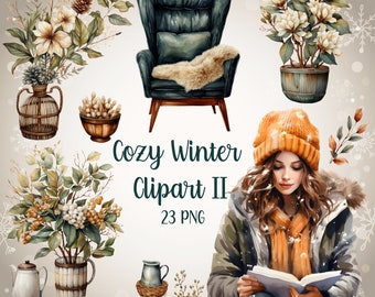 Clipart aconchegante de inverno: ilustrações de Natal em aquarela (kit digital)
