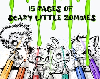 Zombie Malvorlagen, 15 druckbare Designs (PDF)