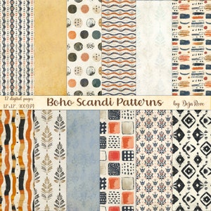 Modelli Boho Scandi, sfondi vintage, carta per album digitali, modelli scandinavi