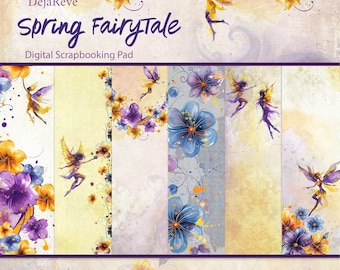 Spring Fairy Tale Scrapbook Pages: Pastel Fairies, Baby Shower (Digital Download)