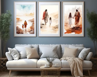 Jesus Art Prints Set: Boho Bible Wall Art (Digital Download)