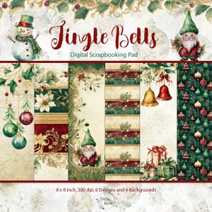 Watercolor Christmas Digital Paper: Scrapbook & Card Backgrounds (Digital Download)