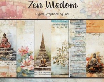 Zen Wisdom Digital Scrapbook Paper: Buddha Illustrations (PDF)