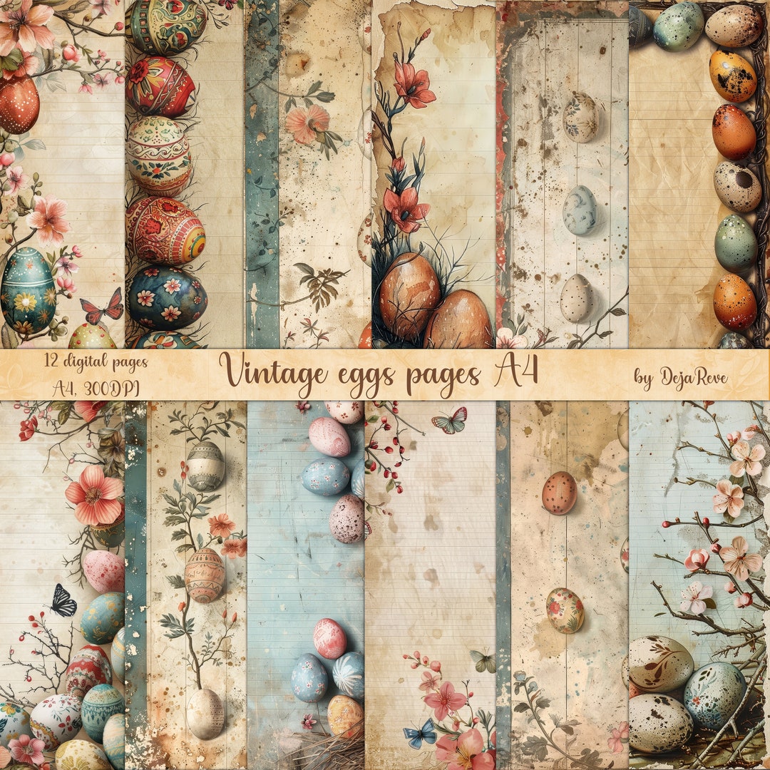 Vintage Easter Egg Pages: Shabby Chic Junk Journal (digital Paper) - Etsy