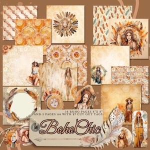 Boho Chic Vintage Digital Pages, Pastel Earth Nuances, Ephemera for Junk Journals and Scrapbooking