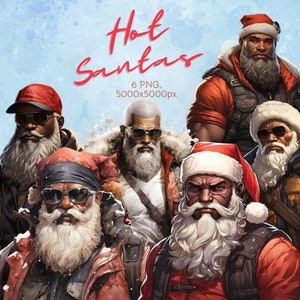 Hot Black Santa Clipart: Christmas Sublimation PNG (Digital Download)
